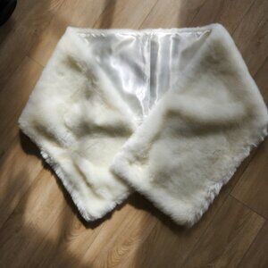 White Faux Fur Shawl / Wrap for Women